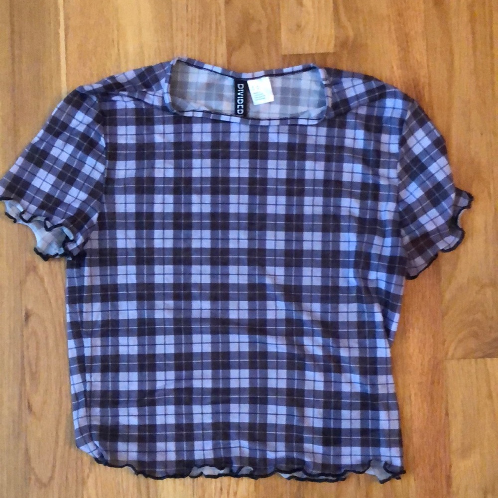 Mesh plaid top